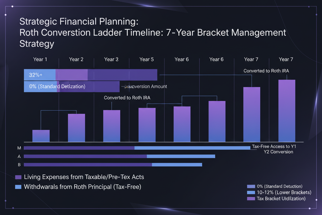 Roth conversion ladder timeline optimizing 7-year bracket management