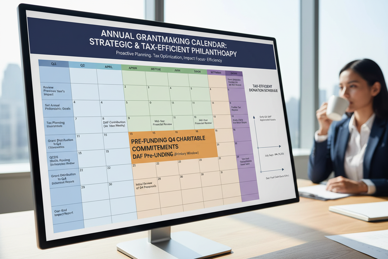 Annual grantmaking calendar pre-funding Q4 charitable commitments strategically