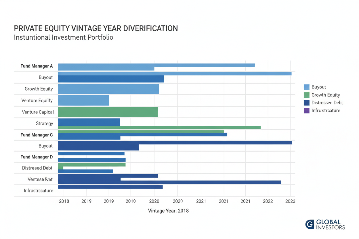 Private equity vintage year diversification across 5 fund managers and strategies