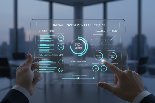 Impact investment scorecard weighting ESG criteria against return objectives